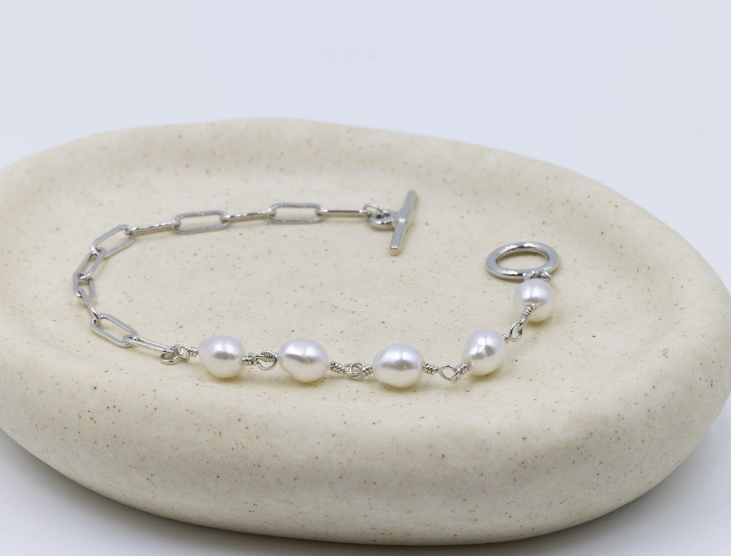 Double-sided Pearl Bracelet Silver