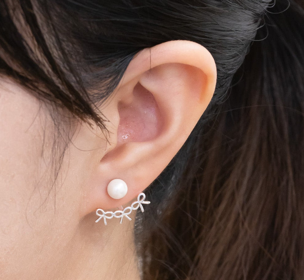 Ribbon Pearl Earrings