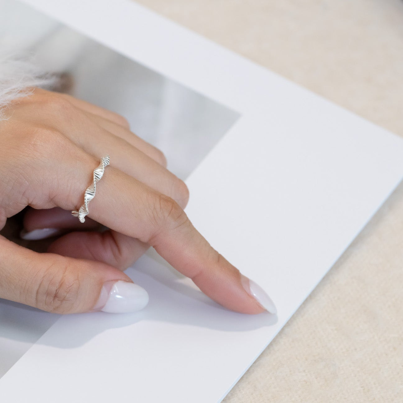 Silver Twist Stripe Ring