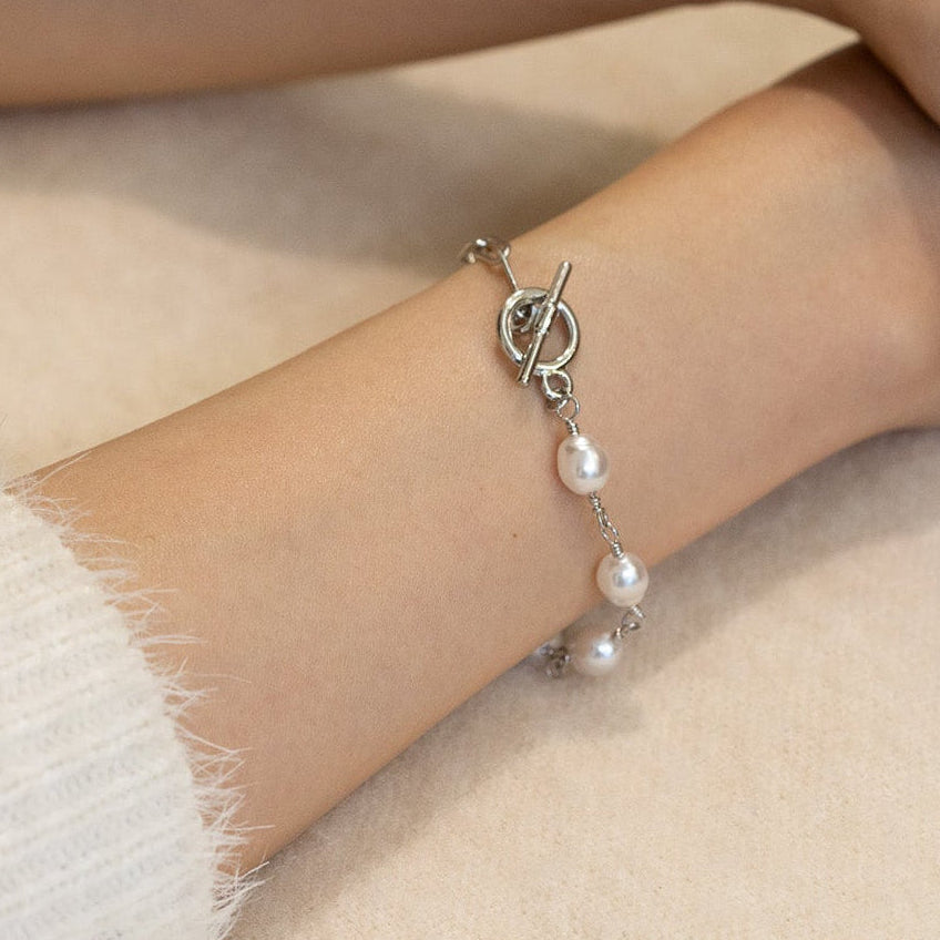 Double-sided Pearl Bracelet Silver