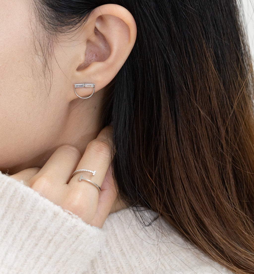 Crystal Semicircle Earrings