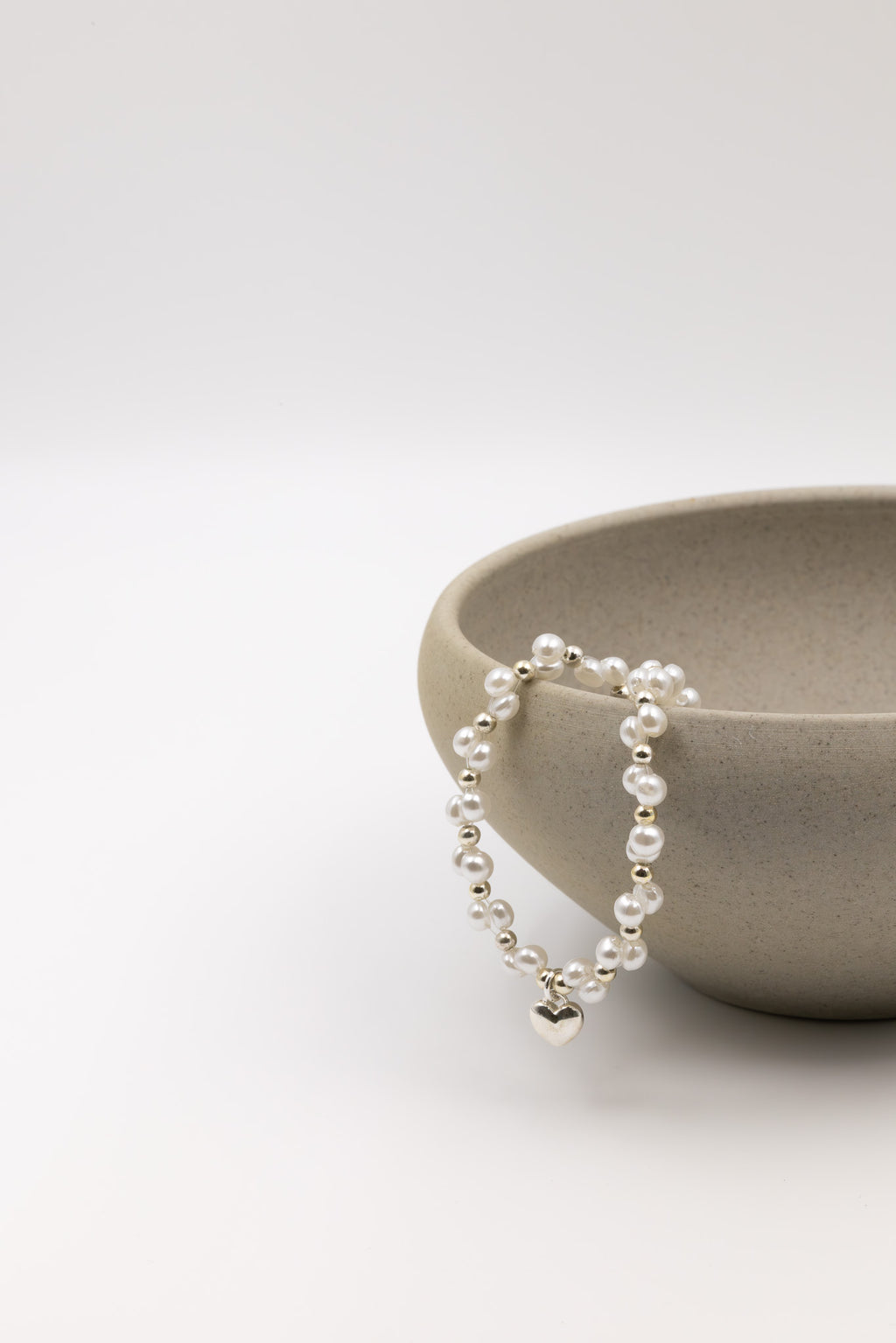 Pearl Heart Charm Bracelet